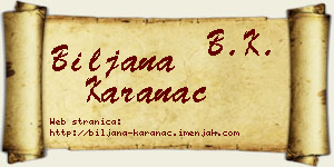 Biljana Karanac vizit kartica